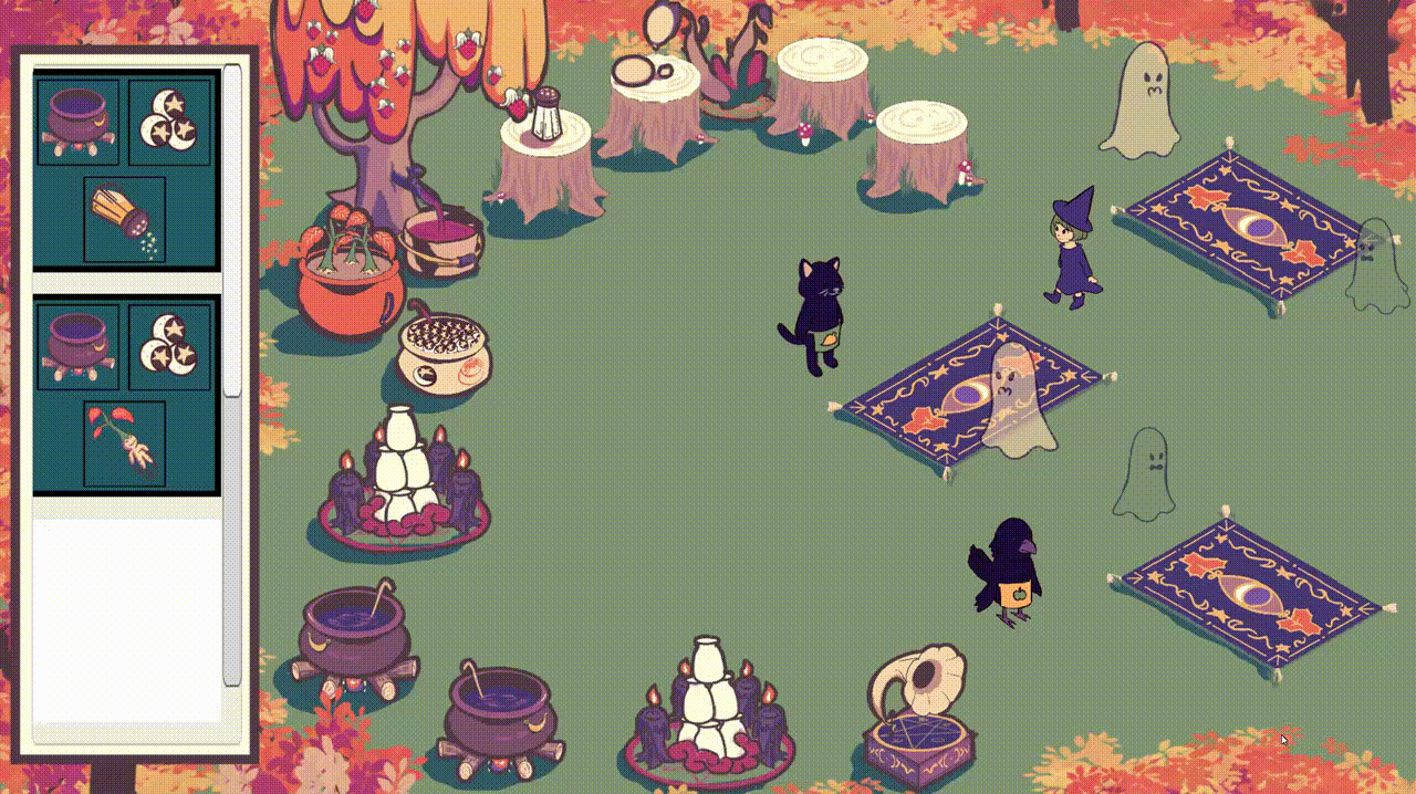 Bubble, Bubble is a 2D autumn-themed cafe simulator game with Overcooked-inspired mechanics and an RNG order system.